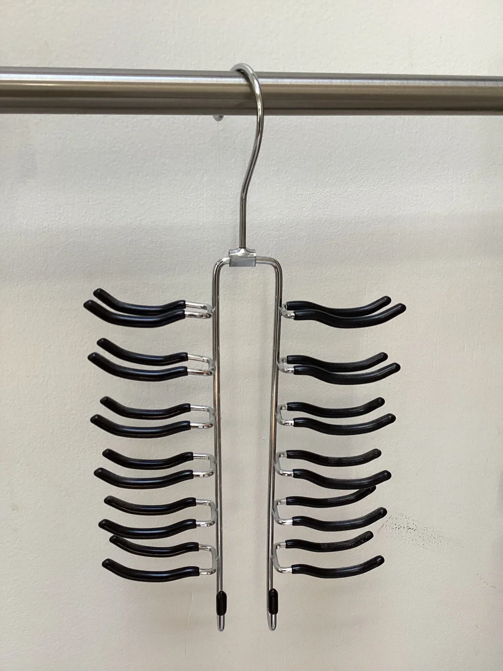 Multi-Tier Coated Black Metal Tie, Belt & Scarf Hanger